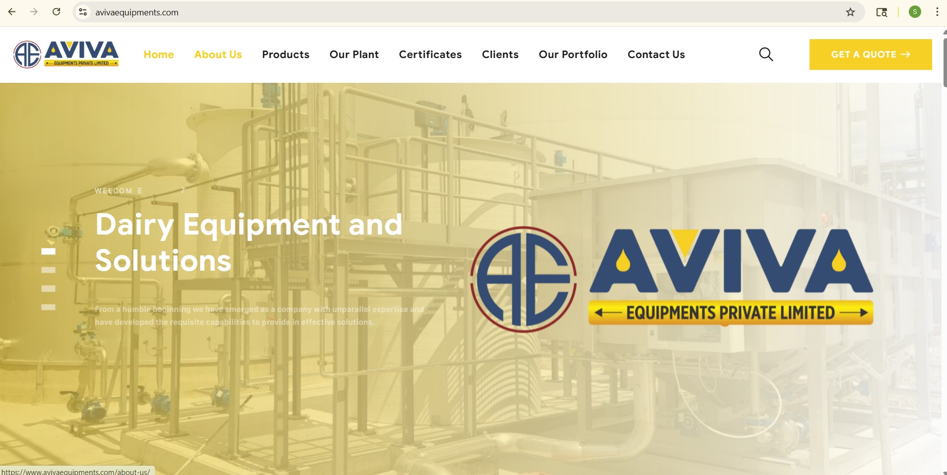 Aviva Equipment website preview